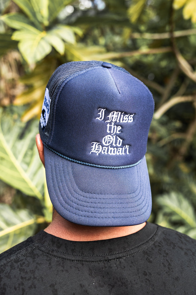 The Old Hawaii Snapback Mesh Hat — Navy Blue