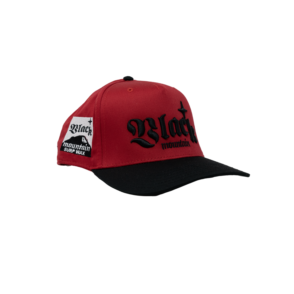 The Black Mountain Snapback Hat — Red with Black Brim
