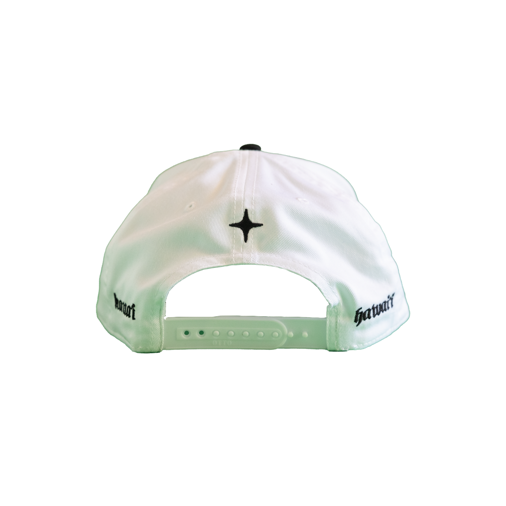 The Black Mountain Snapback Hat — White with Black Brim