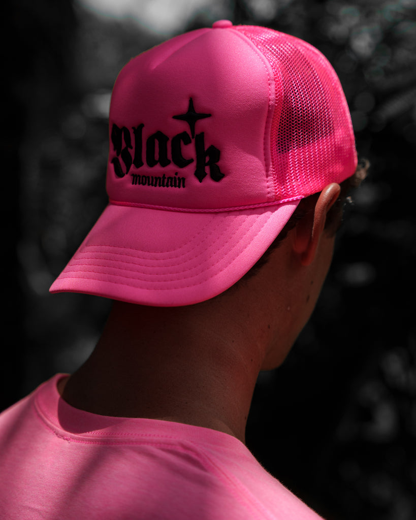 The Black Mountain Mesh Snapback Hat — Hi Vis Pink