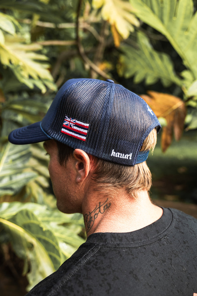 The Old Hawaii Snapback Mesh Hat — Navy Blue